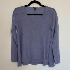 Eileen Fisher Petite Aster Blue Fine Tencel Alpaca Wool Sweater